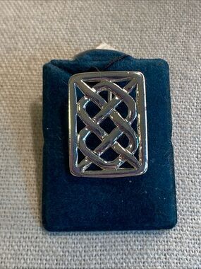 NOS Sterling Silver Celtic Knot Pendant 925 Openwork Rectangular